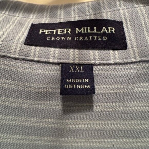 Men's XXL Peter Millar Crown Crafted Light Blue Striped Performance Polo - Picture 1 of 2